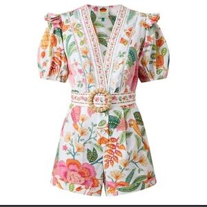FARM rio white macaw bloom romper.